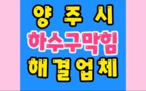 양주하수구막힘 배수구역류 뚫음